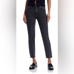 Re/done jeans stone noir 90s High Rise Jeans faded black slim 31 raw hem denim